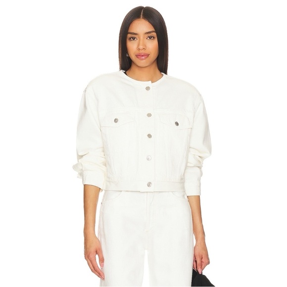 New Citizens of Humanity Renata Denim Jean Jacket Collarless White Pashmina - Picture 16 of 16